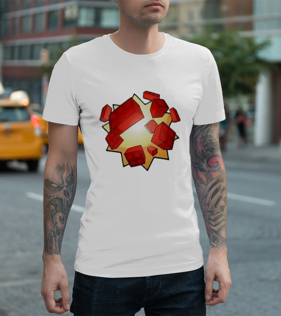 Unusual Worldwide Bloxxer Exploding Red Brick T-Shirt