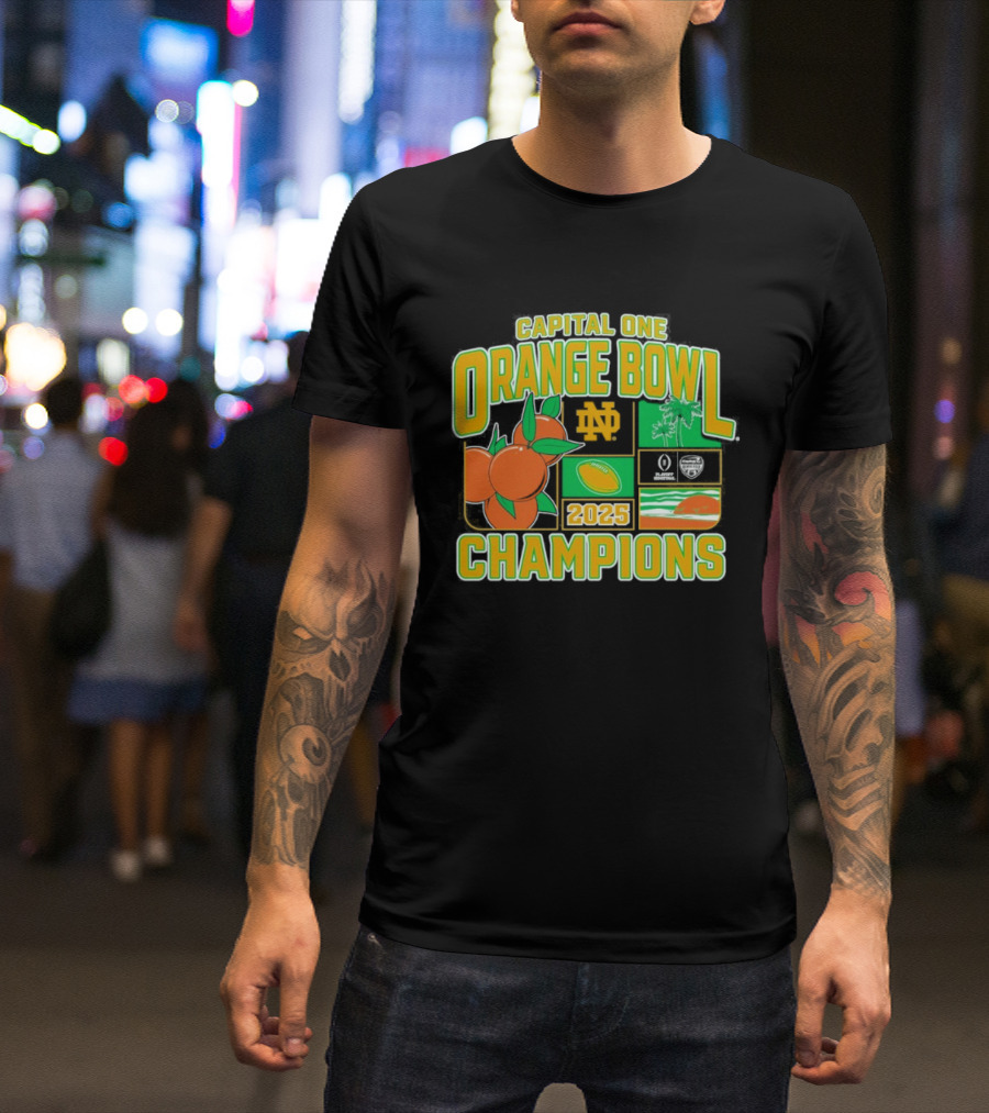 2025 Notre Dame Fighting Irish Capital One Orange Bowl Champions T-Shirt