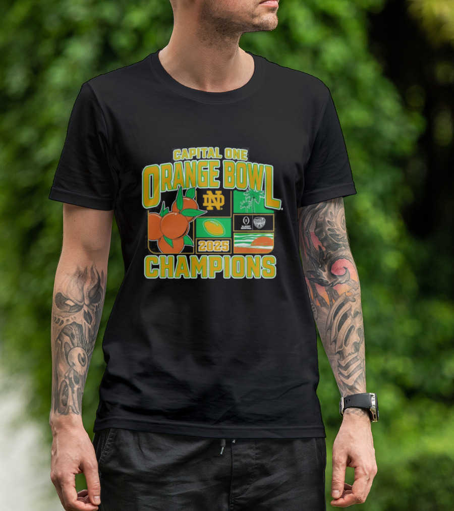 2025 Notre Dame Fighting Irish Capital One Orange Bowl Champions T-Shirt