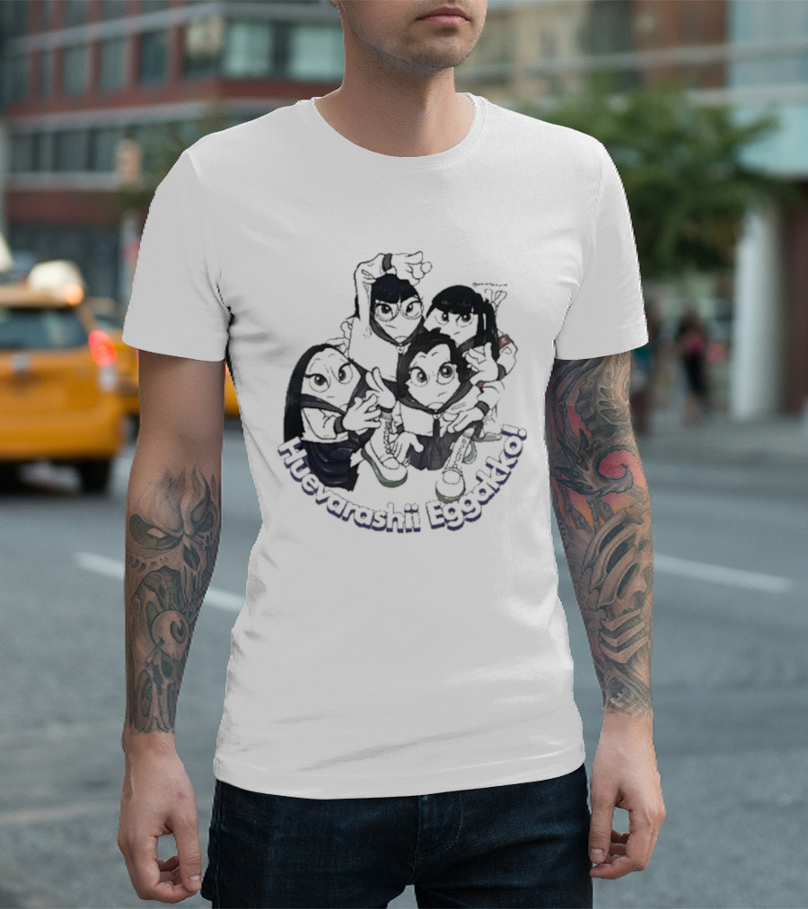 Huevarashii Eggakko Funny Cartoon Characters T-Shirt