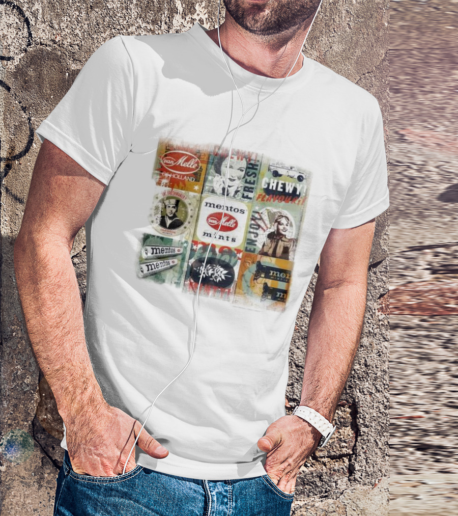 Van Melle Mentos Fresh Minty Chewy Flavours Collage Enjoy Holland Mints T-Shirt