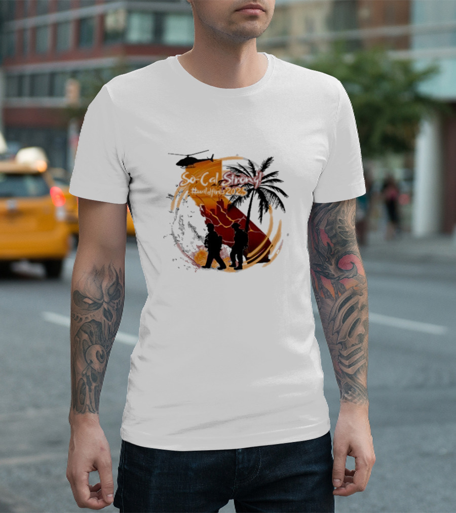 SoCal Strong #Wildfires2023 California Firefighters Helicopter Palm Tree T-Shirt
