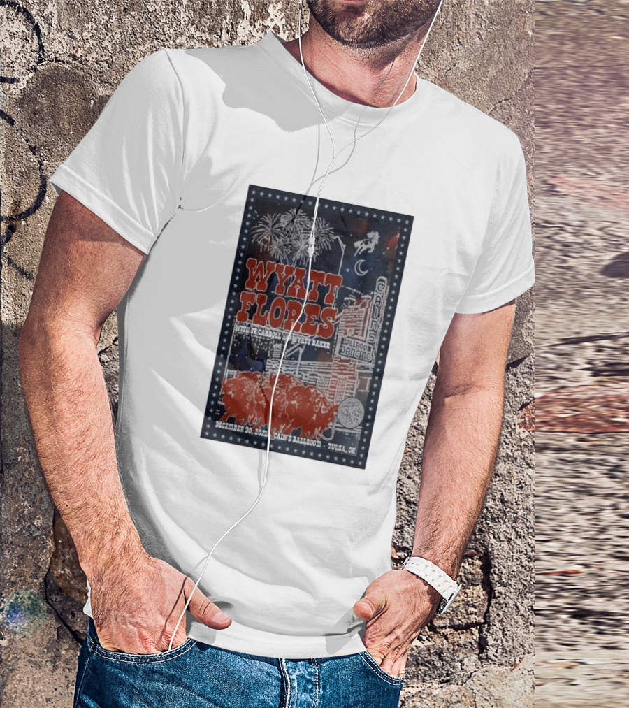 Wyatt Flores December 30 2024 At Cain's Ballroom Tulsa With TJ Carroll And Wyatt Baker T-Shirt