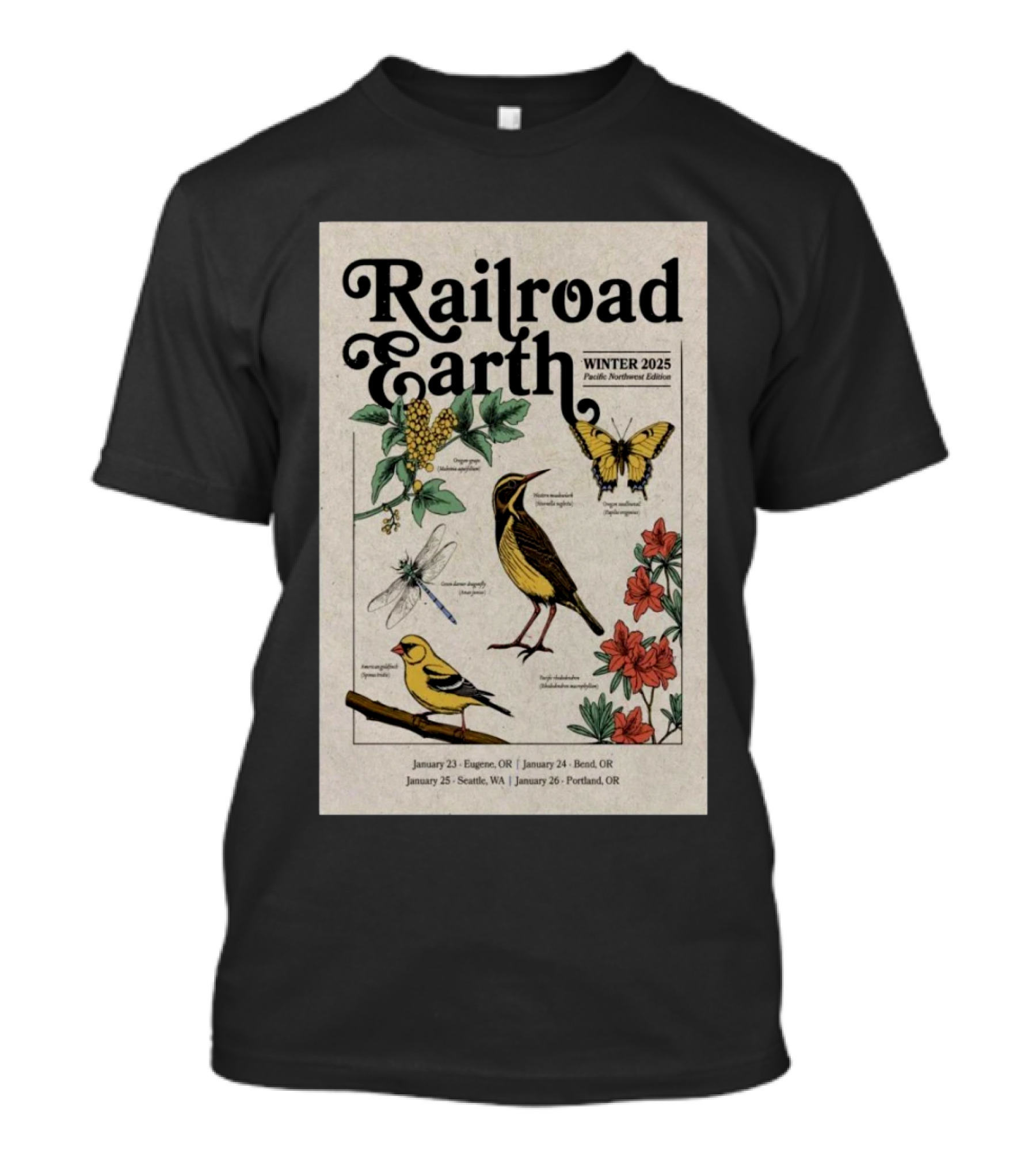 Railroad Earth Winter 2025 Pacific Northwest Edition January Tour Dates Eugene Bend Seattle Portland T-Shirt