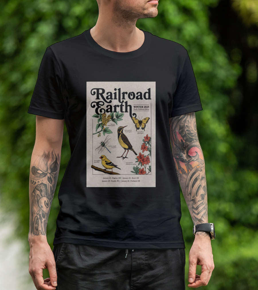 Railroad Earth Winter 2025 Pacific Northwest Edition January Tour Dates Eugene Bend Seattle Portland T-Shirt