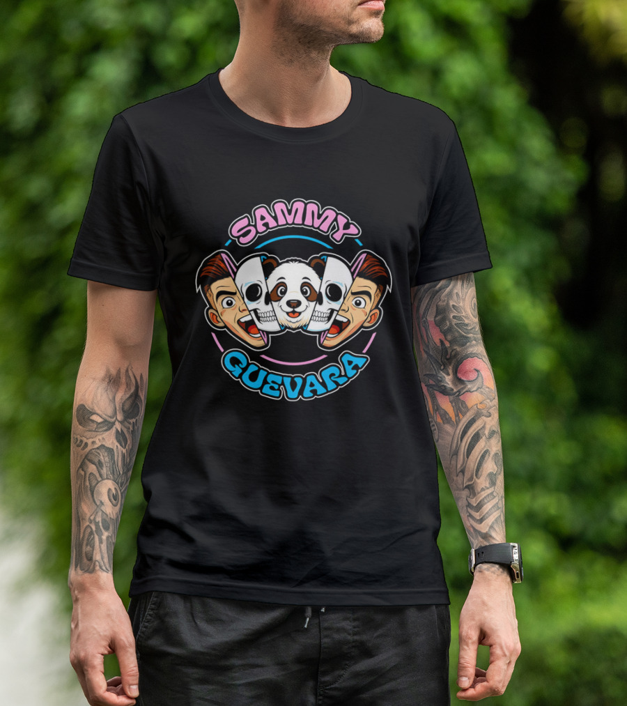 SAMMY GUEVARA PANDA POWER WRESTLER CARTOON FACES T-Shirt