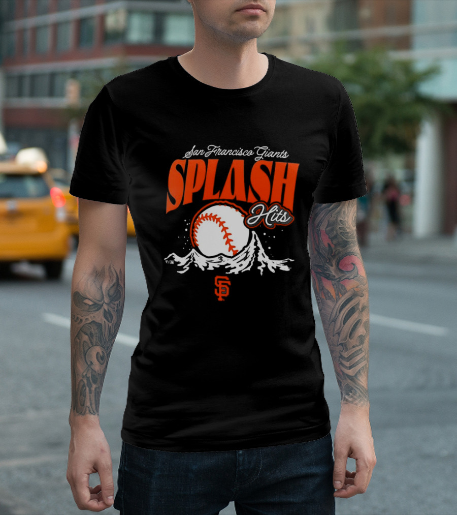 San Francisco Giants Splash Hits Baseball Waves And Number 9 T-Shirt
