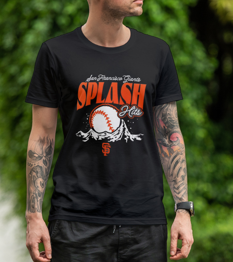 San Francisco Giants Splash Hits Baseball Waves And Number 9 T-Shirt