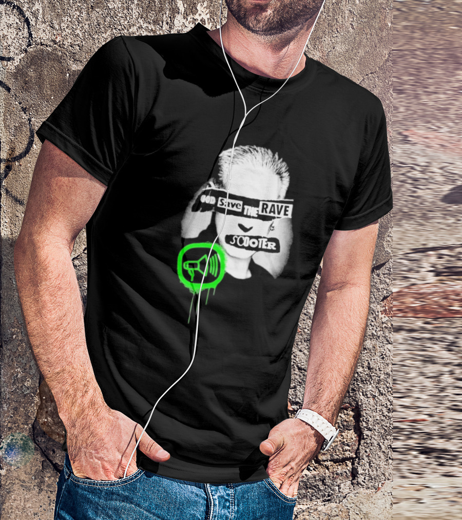 Scooter God Save The Rave Speaker Icon Bold Design T-Shirt