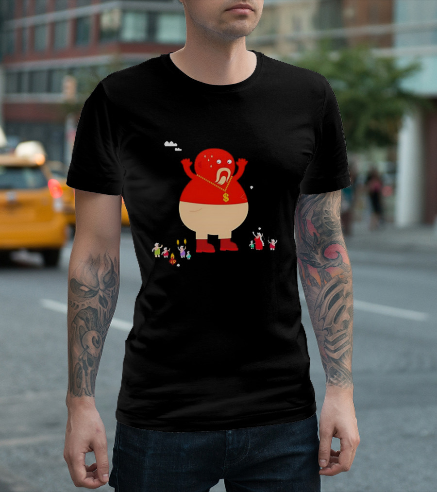Simon Oxley Neanderfools Giant Red Character Dollar Necklace T-Shirt