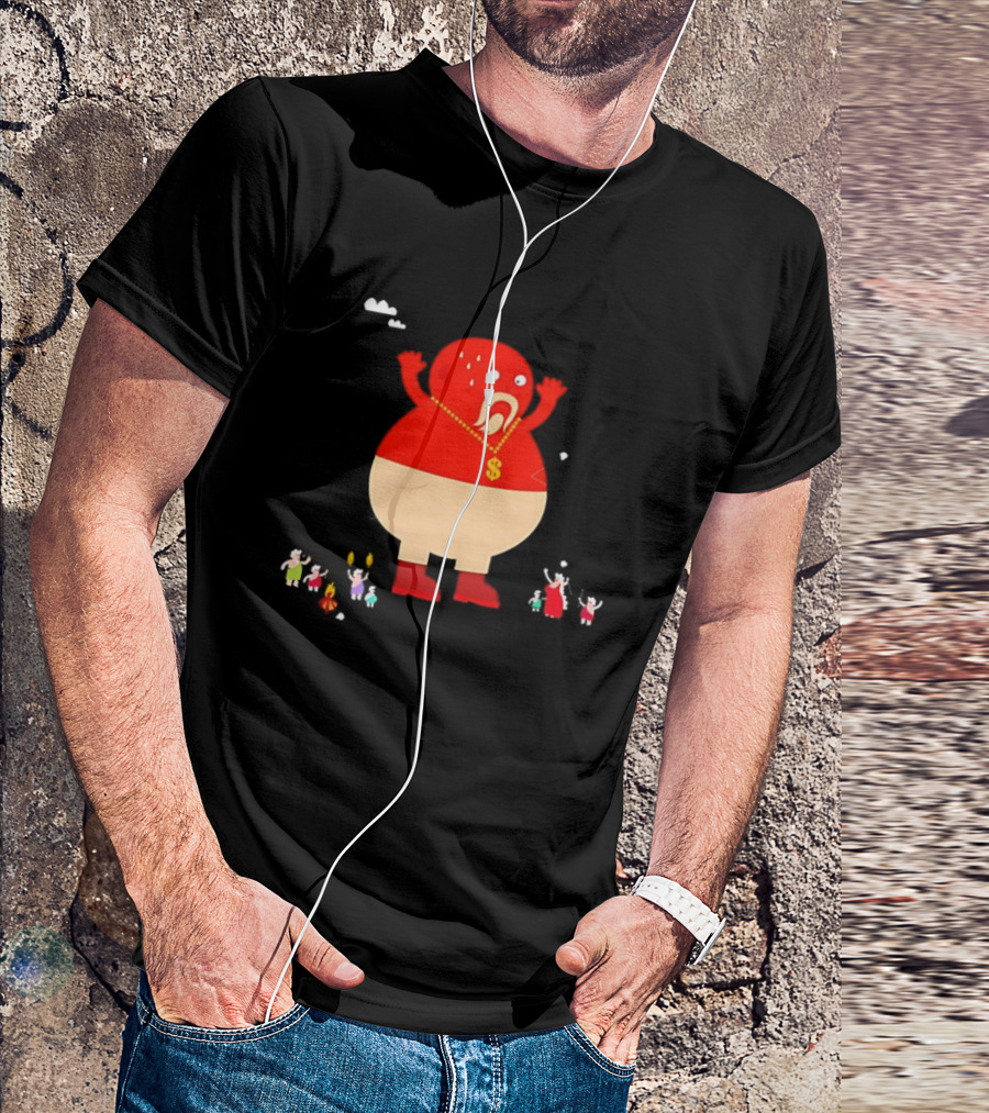 Simon Oxley Neanderfools Giant Red Character Dollar Necklace T-Shirt