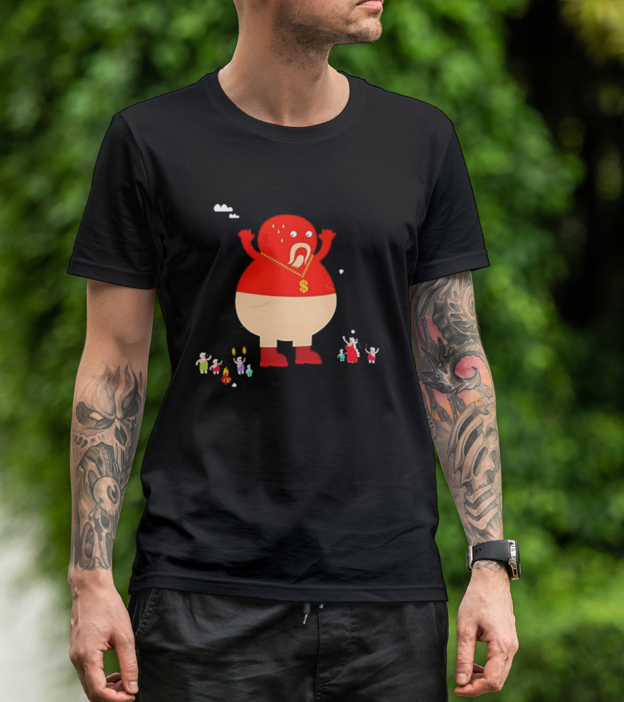 Simon Oxley Neanderfools Giant Red Character Dollar Necklace T-Shirt