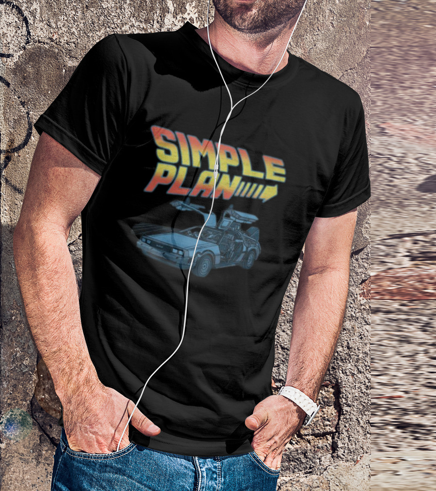 SIMPLE PLAN Time Travel Car Retro Style Cutout T-Shirt