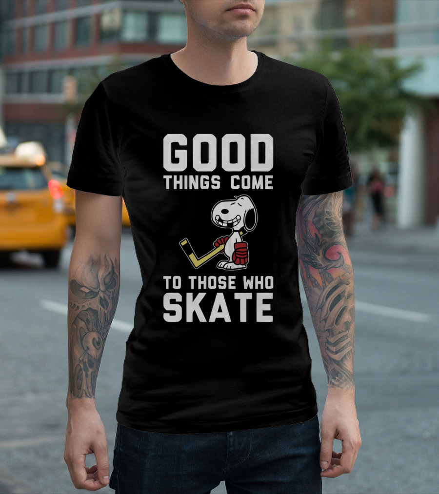 Snoopy Good Things Come to Those Who Skate Hockey T-Shirt