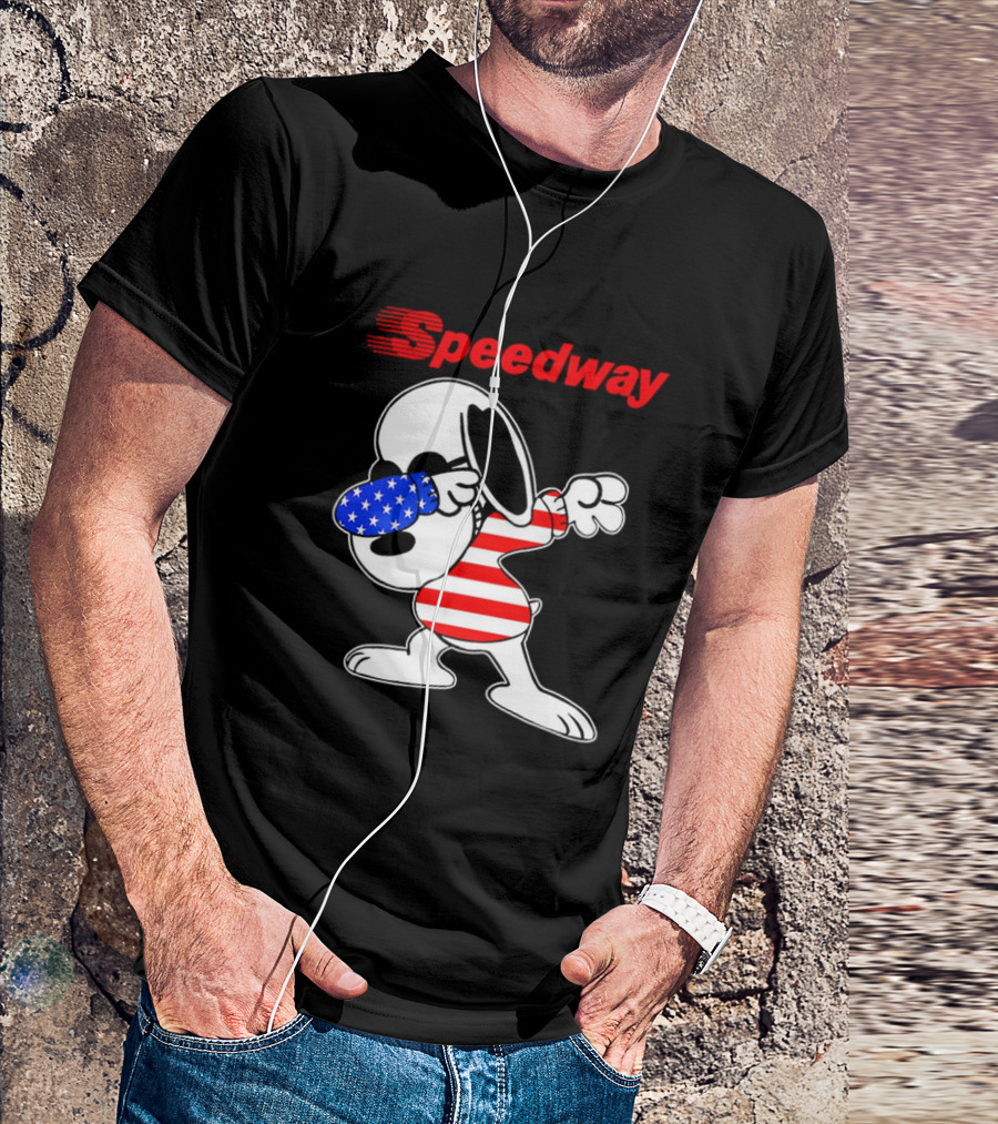 Speedway Snoopy Dabbing American Flag Outfit T-Shirt