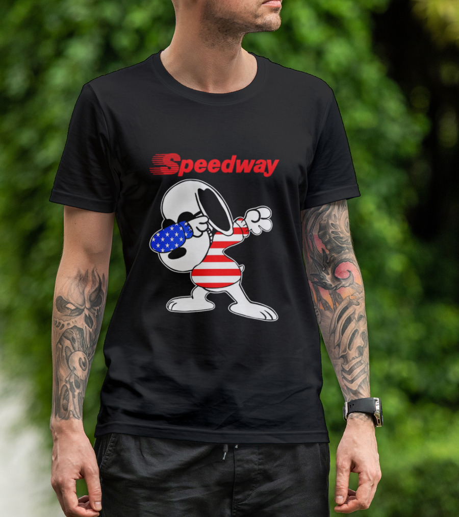 Speedway Snoopy Dabbing American Flag Outfit T-Shirt
