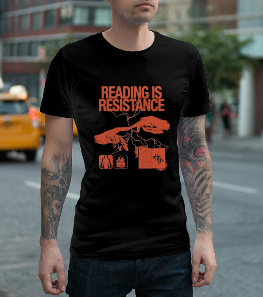 Sunnys Book Truck Reading Is Resistance With Hands And Open Books T-Shirt