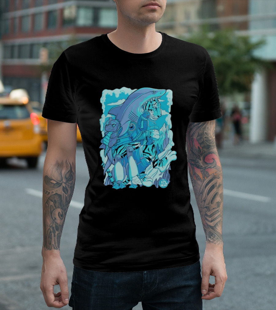 Ten Hundred Siberian Stroll Tiger Shark Creatures Penguins 10 Hun T-Shirt