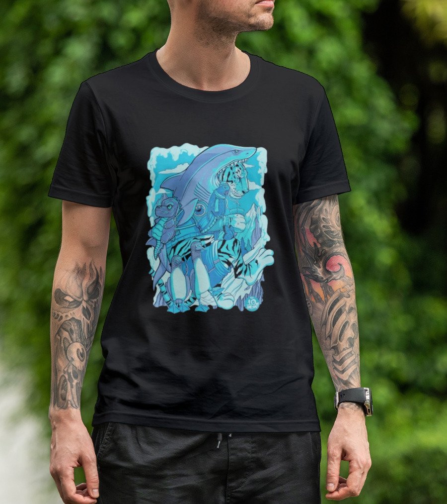 Ten Hundred Siberian Stroll Tiger Shark Creatures Penguins 10 Hun T-Shirt