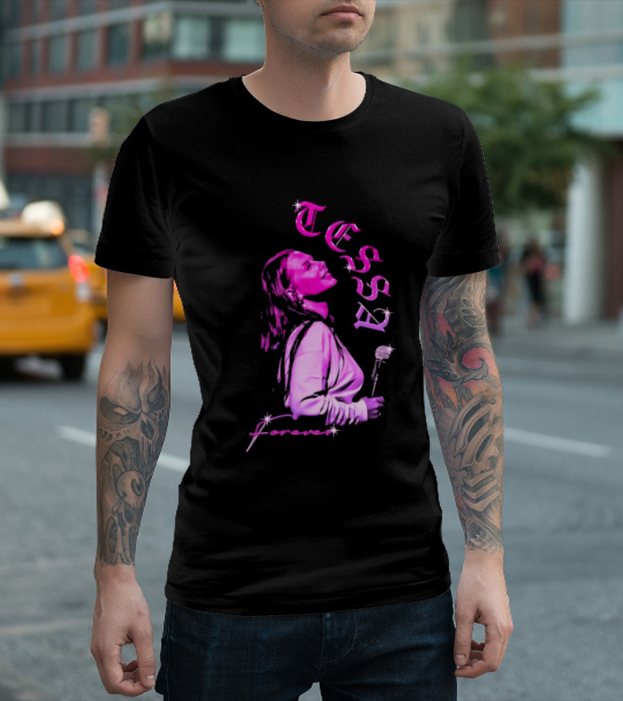 Tessa Forever Økologisk Pink Silhouette with Rose and Stars T-Shirt