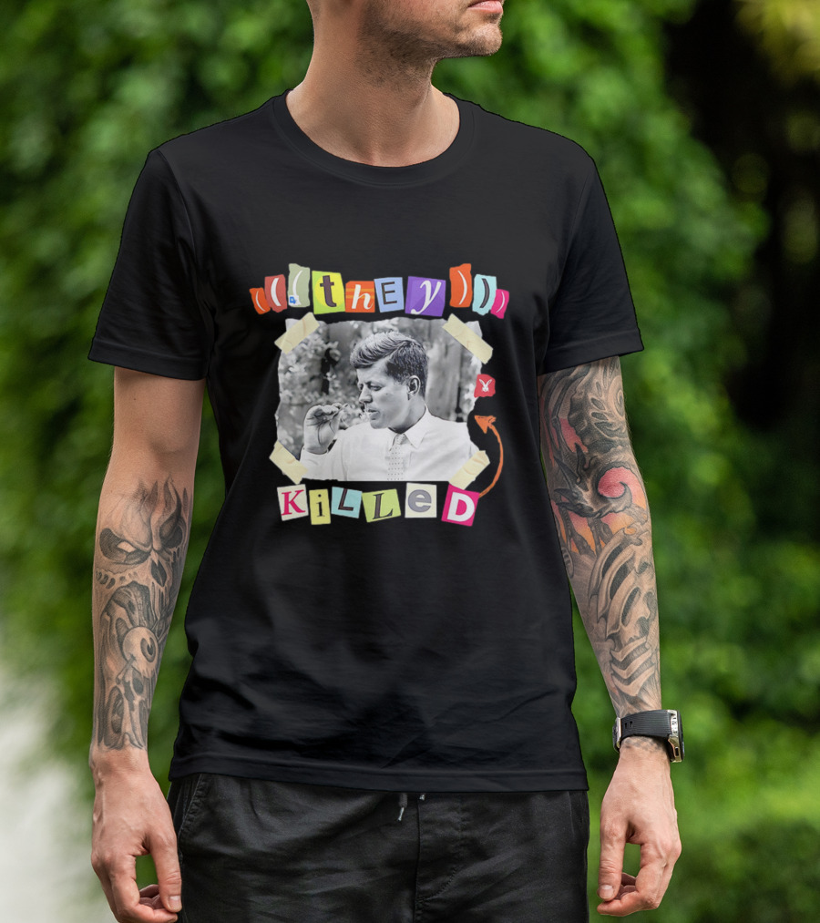 They Killed John F. Kennedy Smoking Retro Style T-Shirt