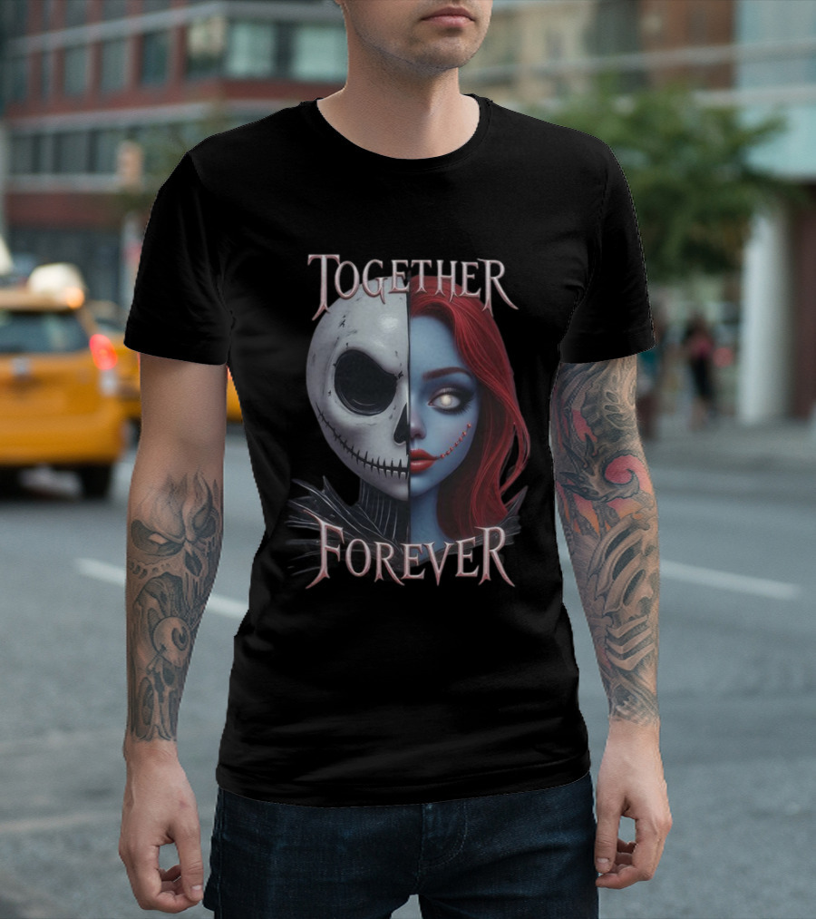Together Forever Jack and Sally Half Face Mashup T-Shirt