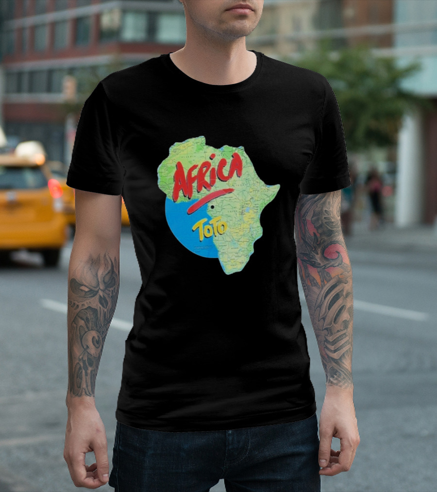 Toto Africa Map Shape With Record Design T-Shirt