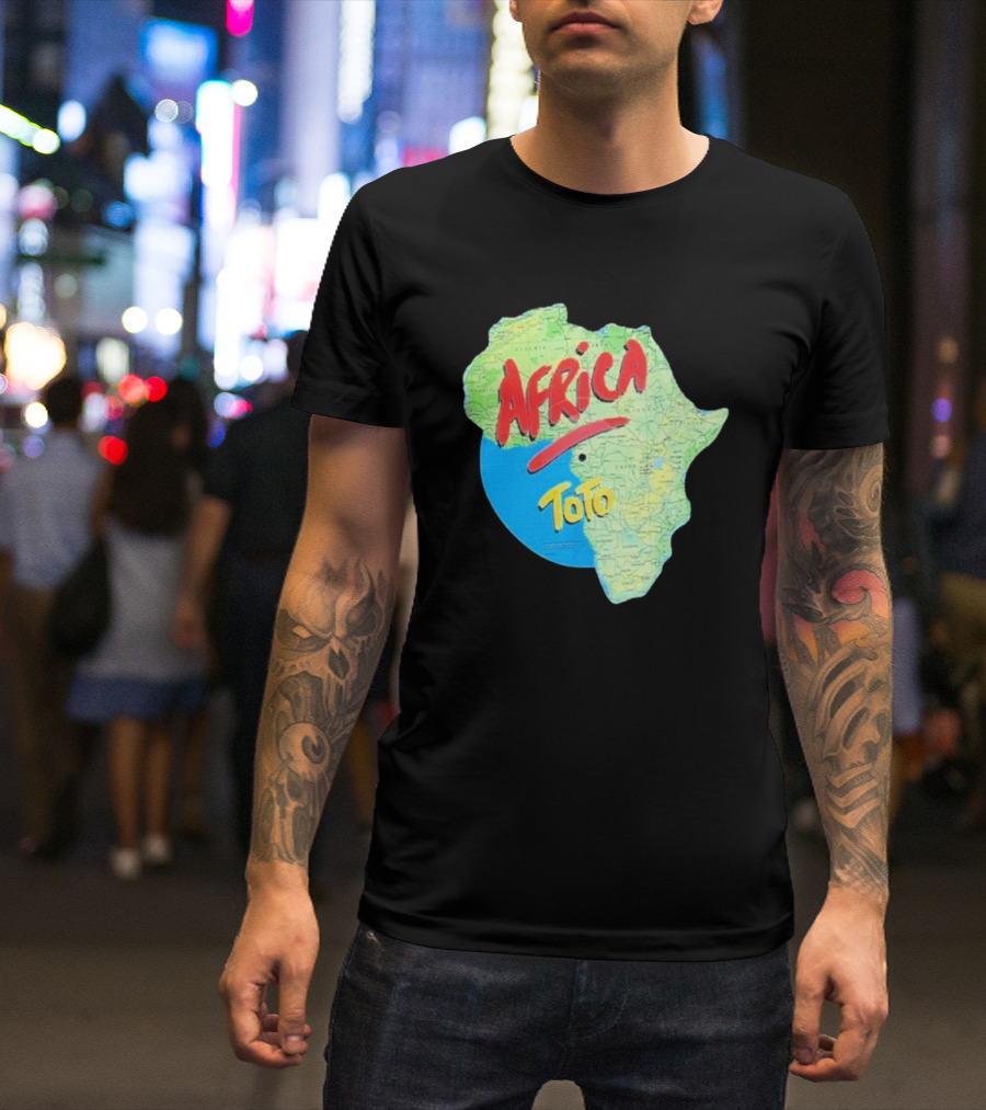 Toto Africa Map Shape With Record Design T-Shirt