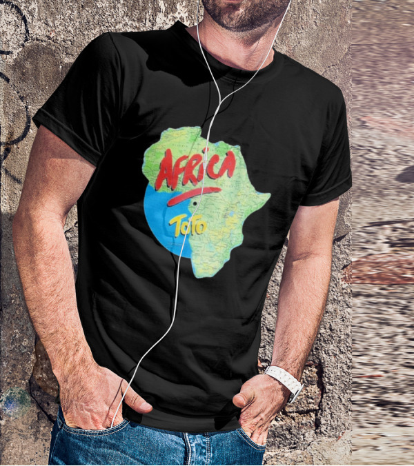 Toto Africa Map Shape With Record Design T-Shirt