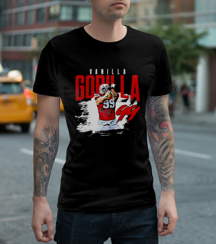 Vanilla Gorilla Number 99 Football Jersey Athlete Action Pose T-Shirt