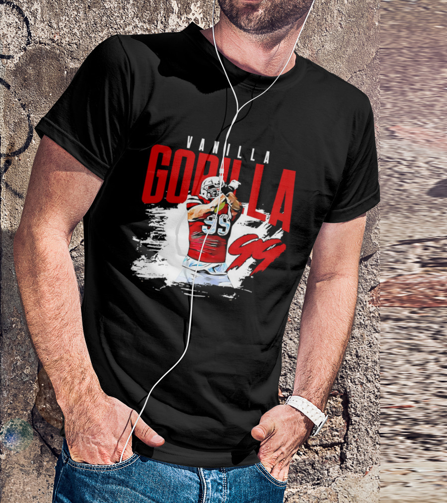 Vanilla Gorilla Number 99 Football Jersey Athlete Action Pose T-Shirt