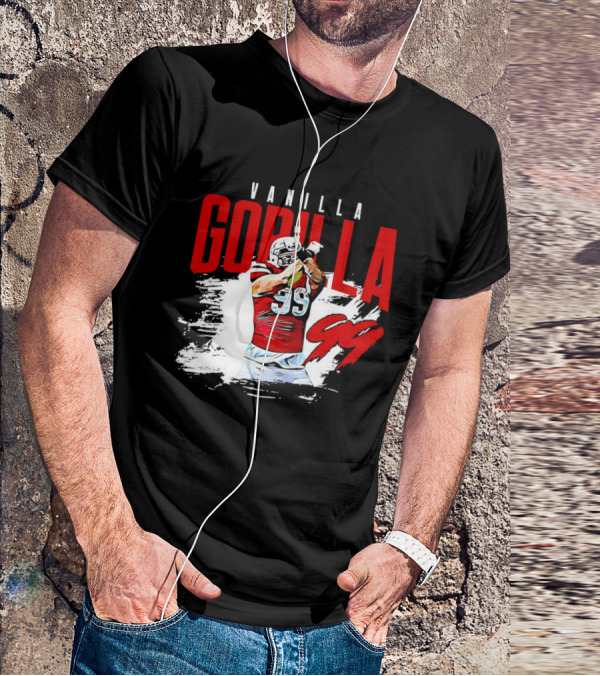 Vanilla Gorilla Number 99 Football Jersey Athlete Action Pose T-Shirt