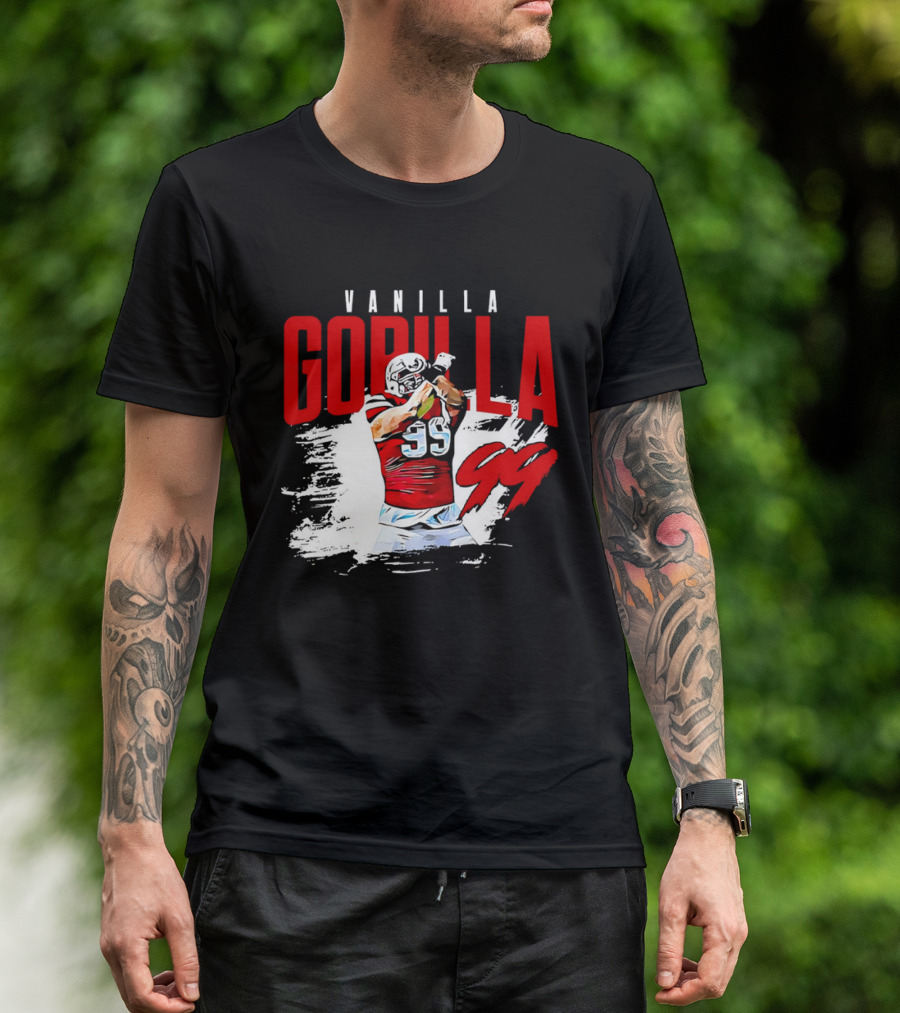 Vanilla Gorilla Number 99 Football Jersey Athlete Action Pose T-Shirt