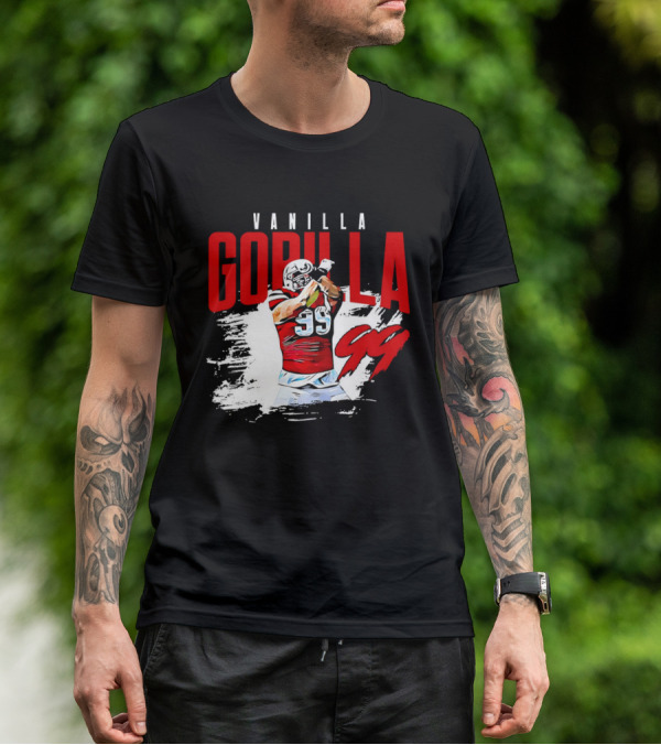 Vanilla Gorilla Number 99 Football Jersey Athlete Action Pose T-Shirt