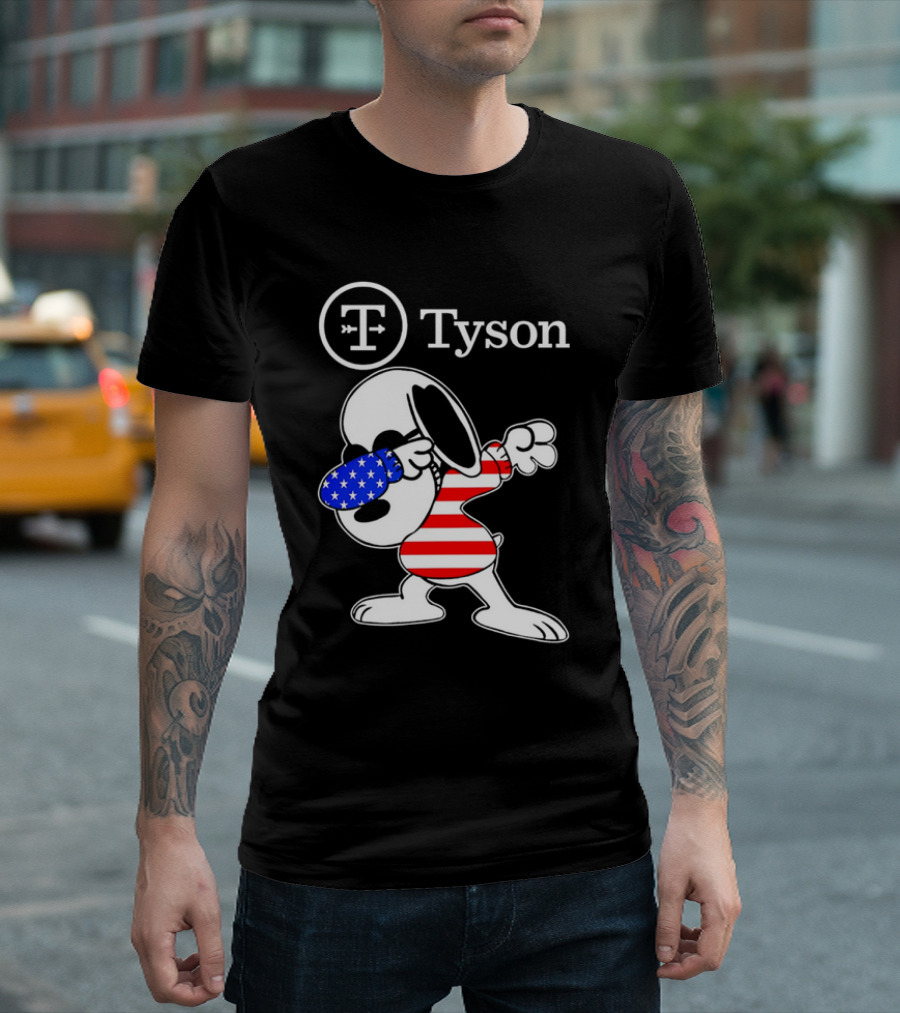 Tyson Foods Snoopy Dabbing American Flag Character T-Shirt