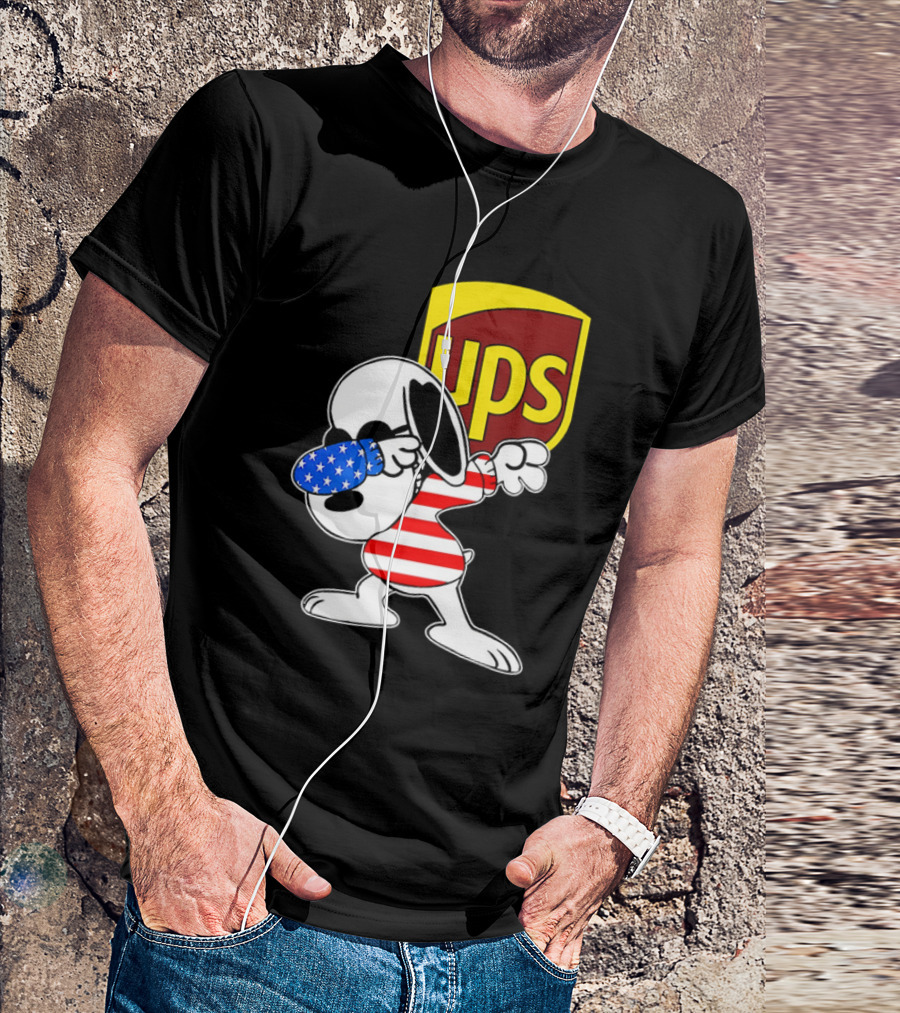 Snoopy American Flag Dabbing UPS Shield T-Shirt