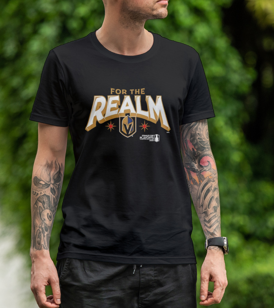 Vegas Golden Knights For The Realm 2025 Stanley Cup Playoffs Realm Mask Icon T-Shirt