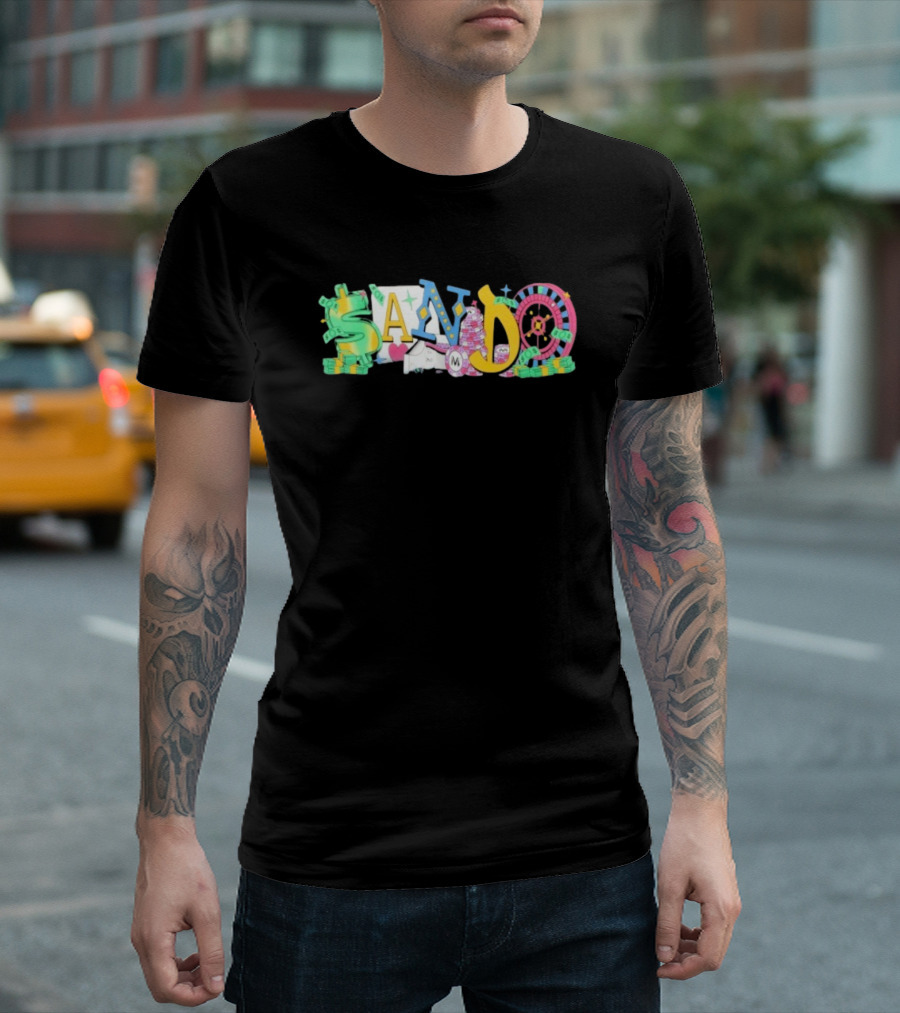 Vegas Matt Sando Casino Theme Money Roulette and Dice T-Shirt