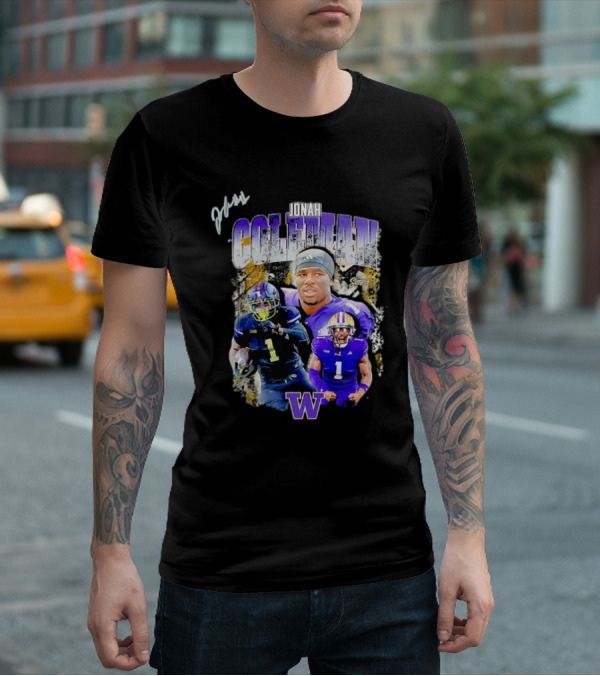 Jonah Coleman Washington Huskies Simply College Football W Player Signature T-Shirt