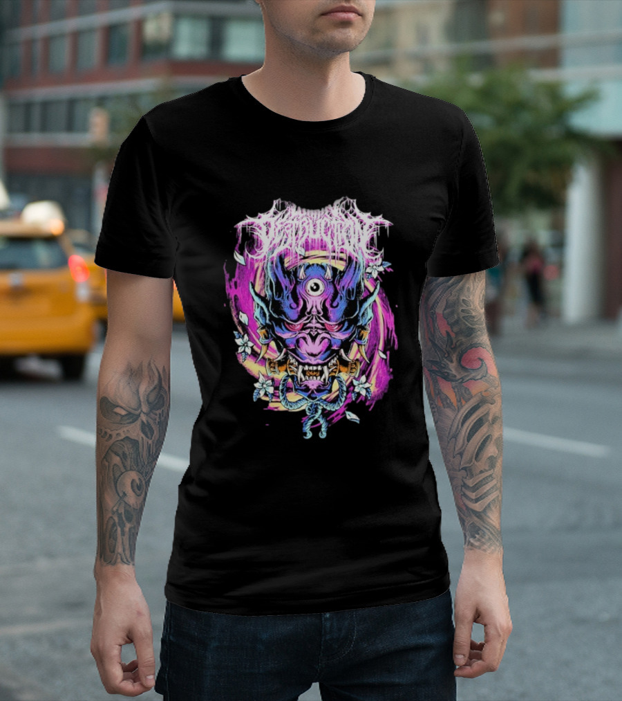Within Destruction Psychedelic Oni Mask with Floral Accents T-Shirt