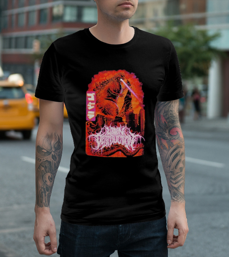 Within Destruction Reptile Kaiju Tokyo Destruction Scene T-Shirt