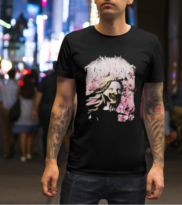 Within Destruction Yokai Cherry Blossoms Masked Face Design T-Shirt