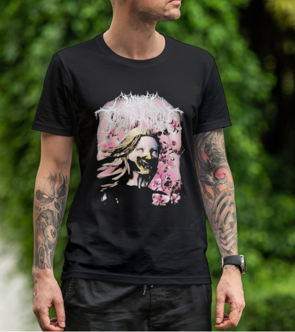 Within Destruction Yokai Cherry Blossoms Masked Face Design T-Shirt