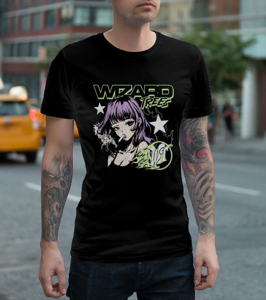 Wizard Trees Anime Waifu Smoking Concept T-Shirt