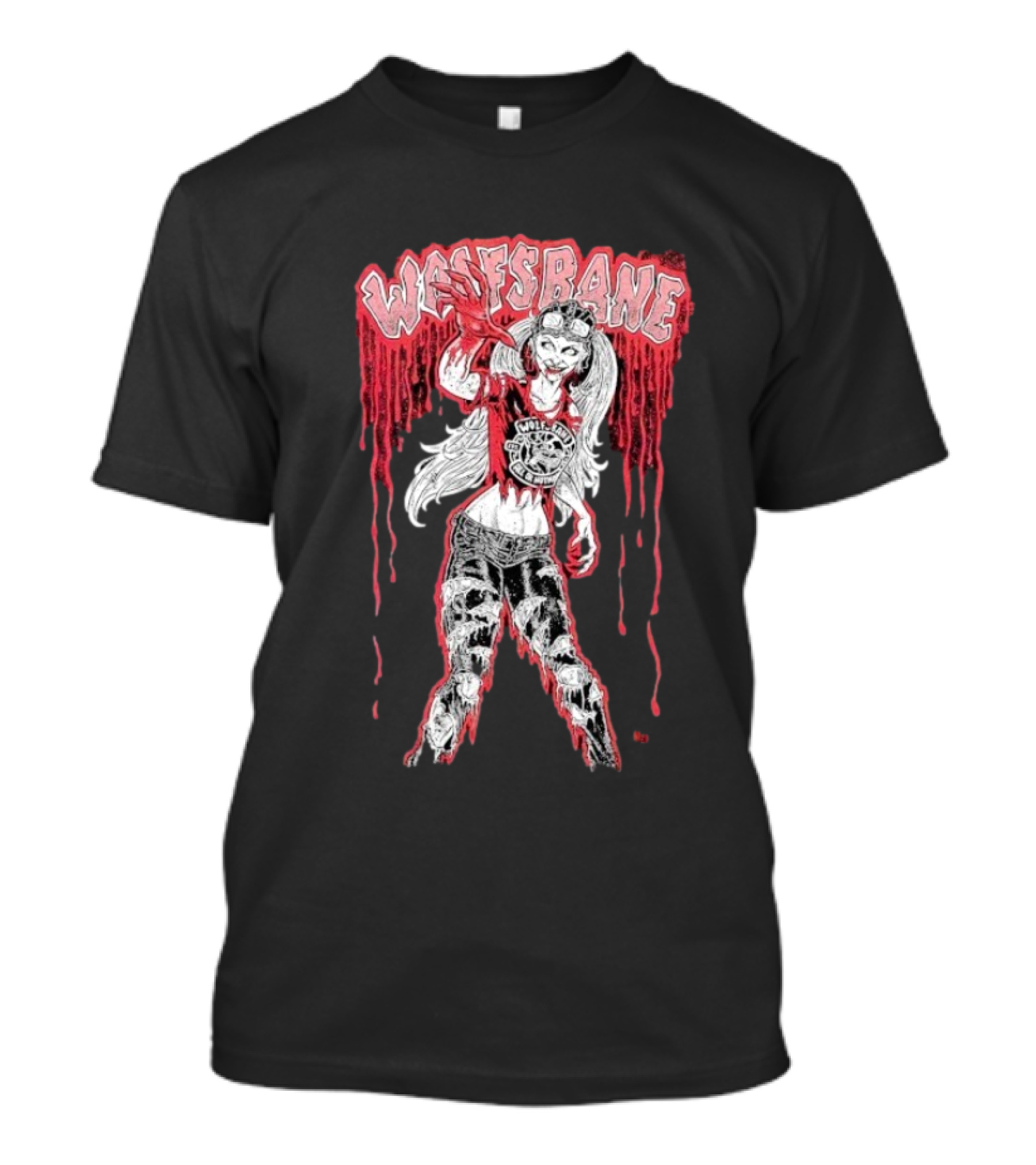 Wolfsbane Kathy Wilson Zombie All Hell’s Breaking Loose Dripping Red Design With Grungy Character Style T-Shirt