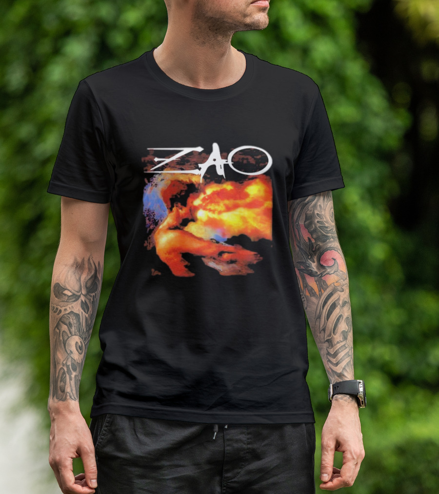 Zao Fiery Abstract Artwork With Dynamic Earth Tones T-Shirt