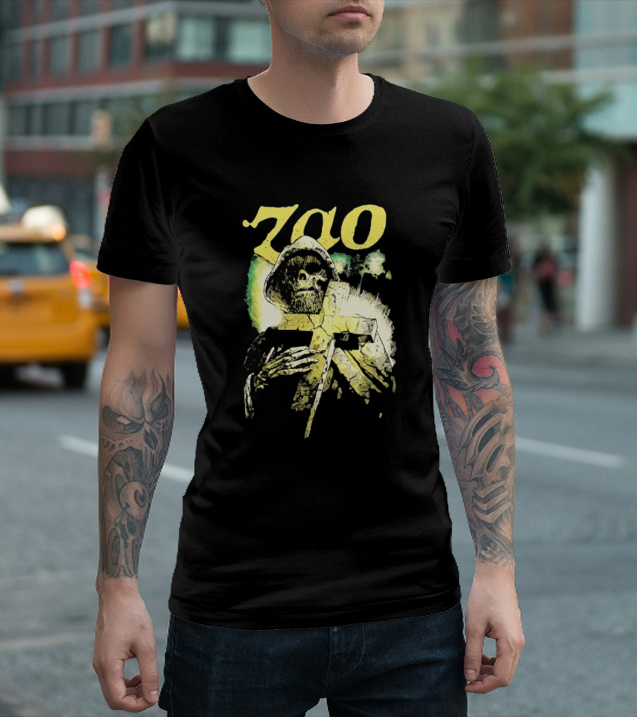 Zao Reaper Holding Cross Skeleton Art T-Shirt