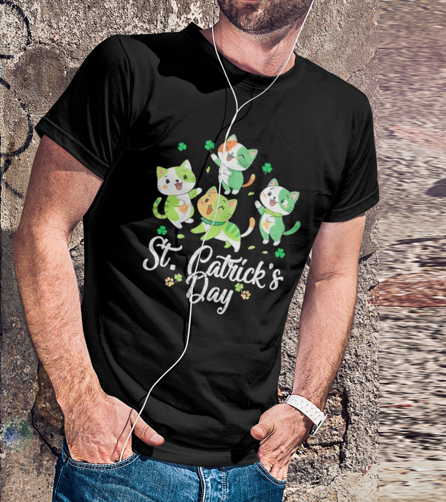 St Catricks Day Cats St Patricks Day Cat Lover St Pattys T-Shirt