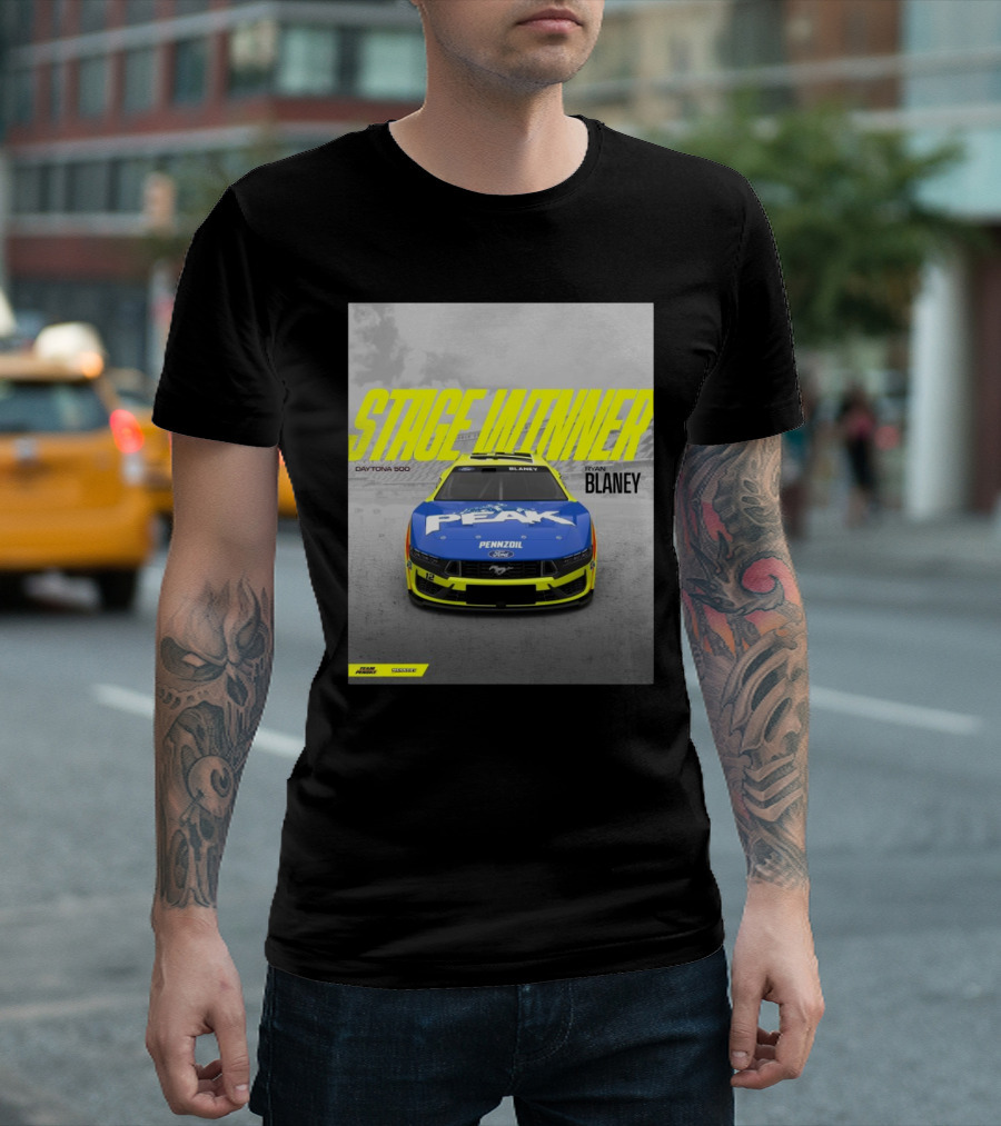 Stage Winner Daytona 500 Ryan Blaney Peak Pennzoil Ford Mustang Team Penske T-Shirt
