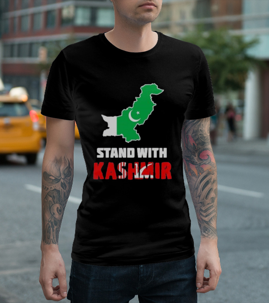 Stand With Kashmir Pakistan Map Patriotic Support T-Shirt